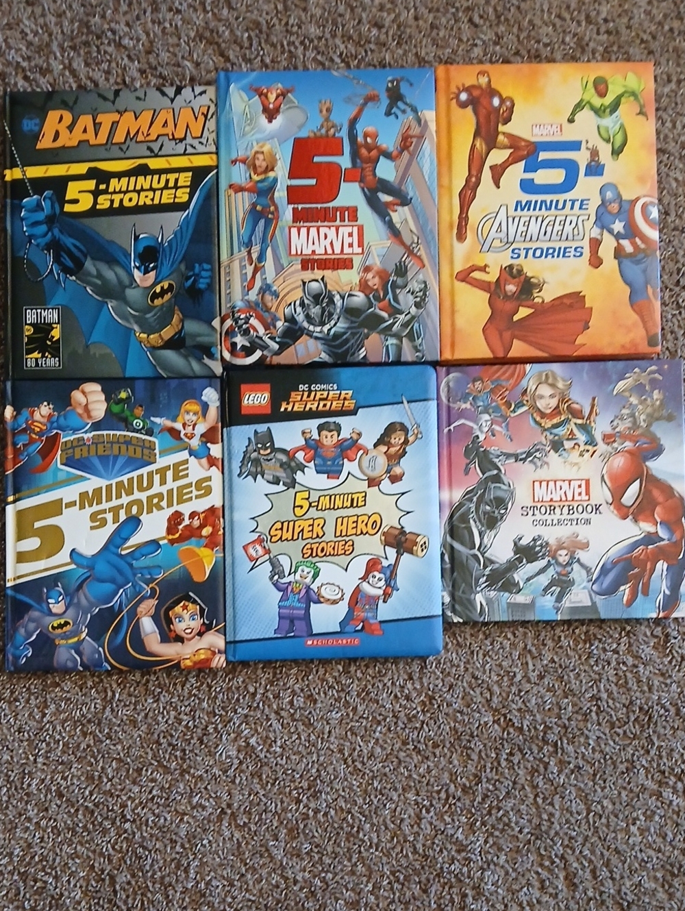 Bundle of (6) Marvel & DC Superhero Story Books, Large, Hardcover